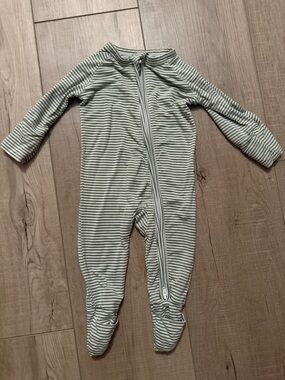 Striped Green & White Baby One-Piece Zip Sleeper